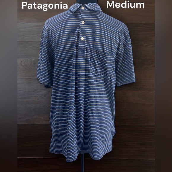 Patagonia,Size Medium, Blue, short sleeve, 3/4 Button Collar Polo, K27 - Picture 1 of 11